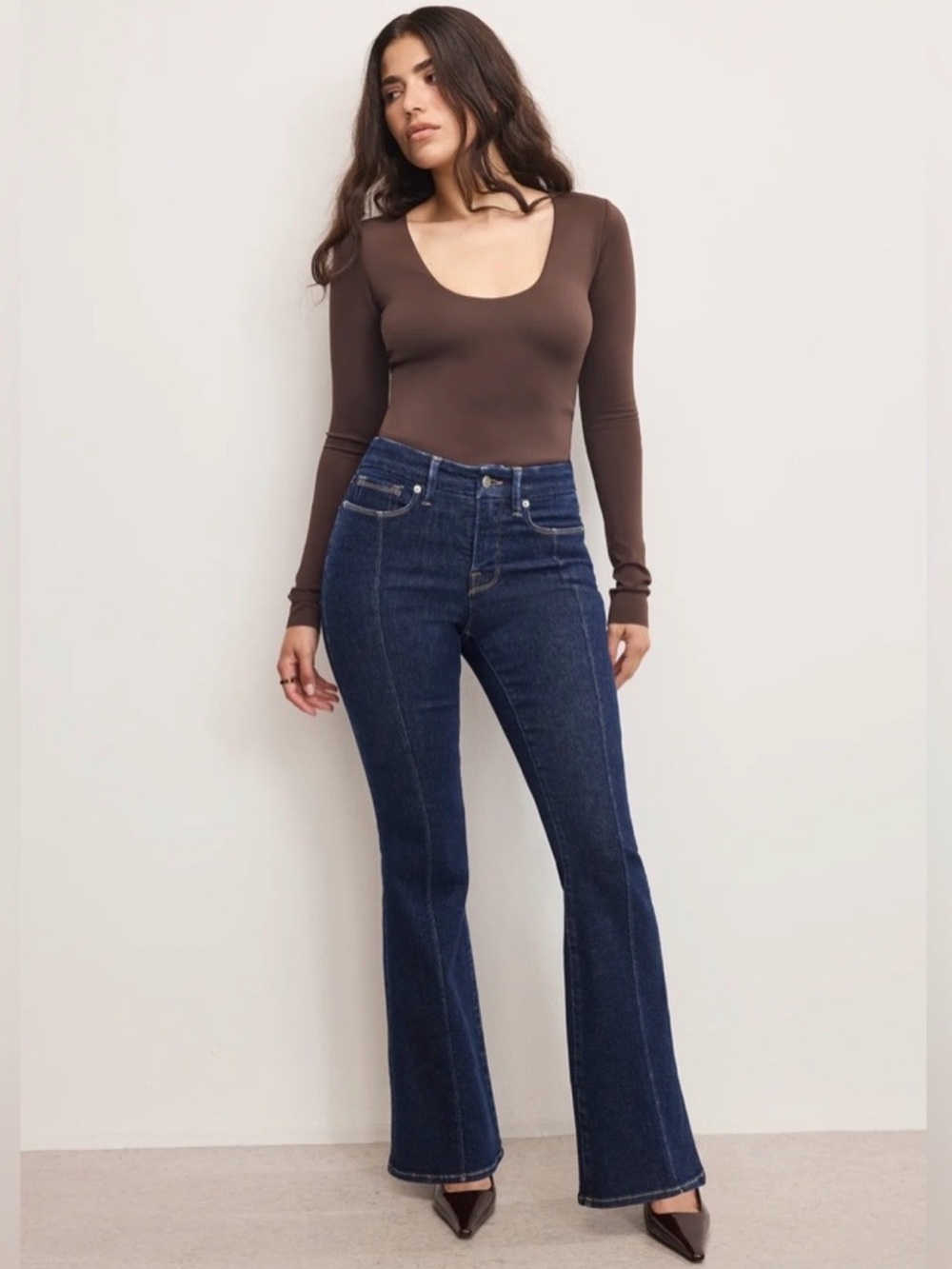 Good American NWT Women’s Good Petite Flare Jeans Indigo 6P